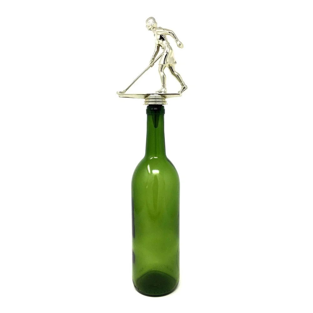 Handmade Bottle Stopper made from Repurposed Shuffleboard Trophy
